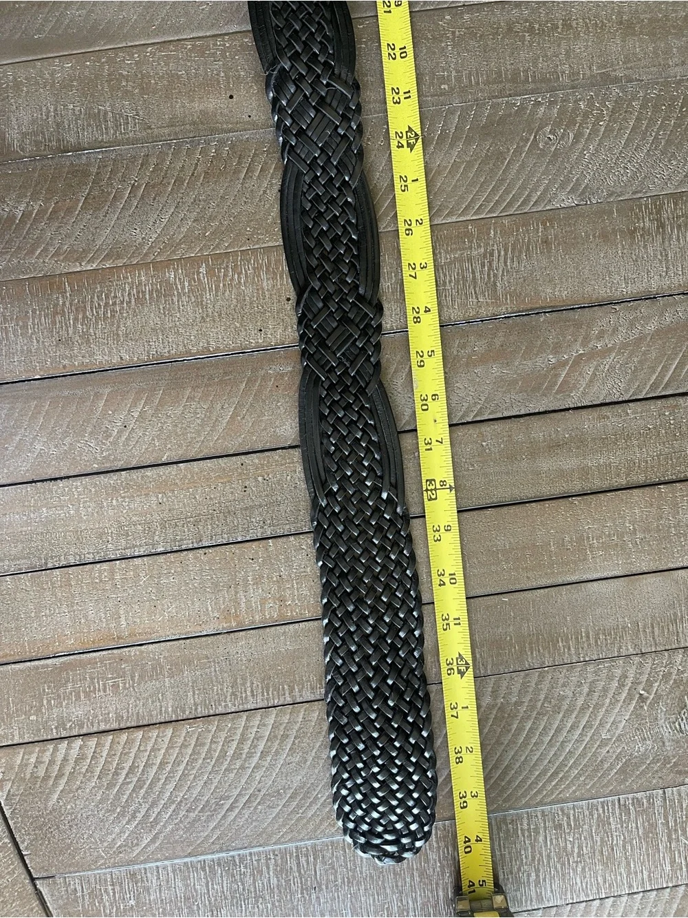 Braided Leather Waist Belt - Black vintage style